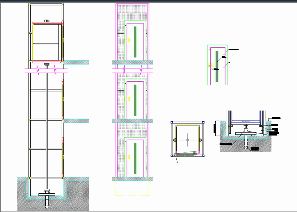 Plane of hydraulic elevator with technical characteristics (636.58 KB