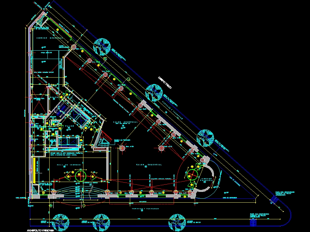 Blueprint in office building top view