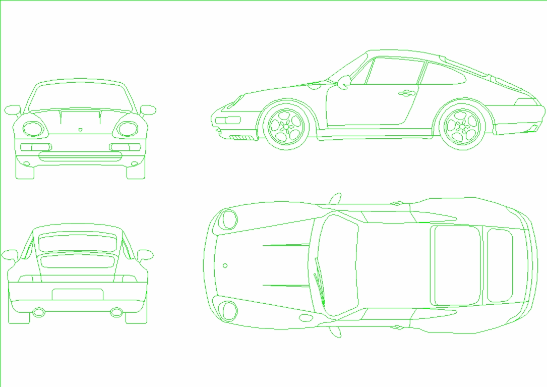 Porsche Gto Vistas para Autocad