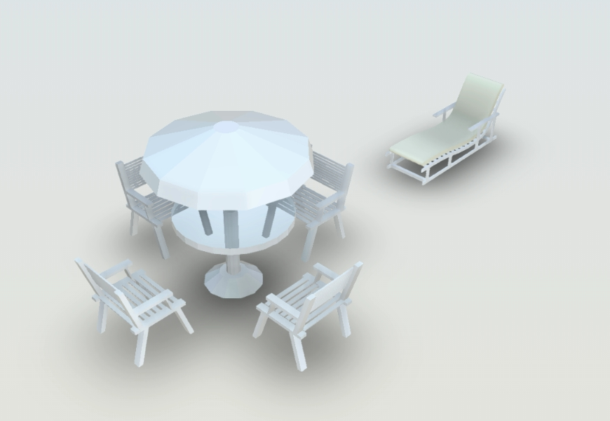 Tisch mit Regenschirm 3d