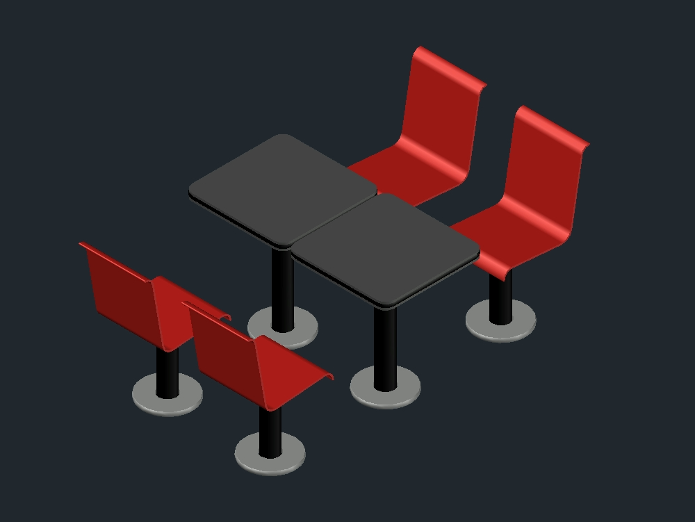 3d chairs and tables