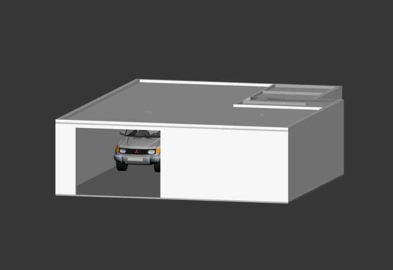 Garage in family house - 3D