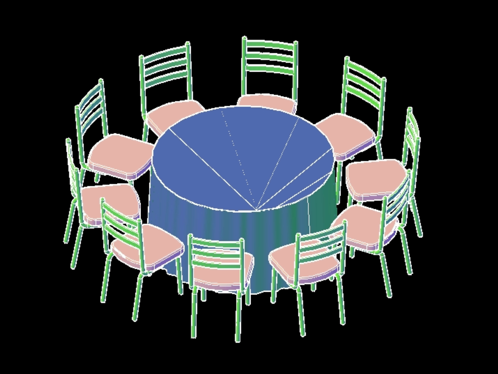 Mesa de banquetes en 3D.