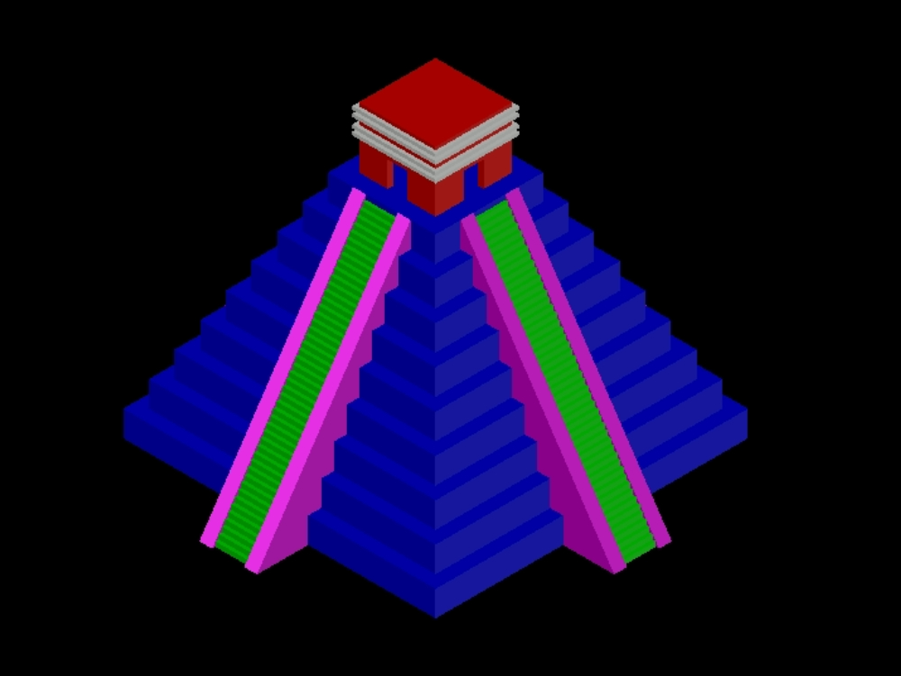 Pyramide maya en 3D.