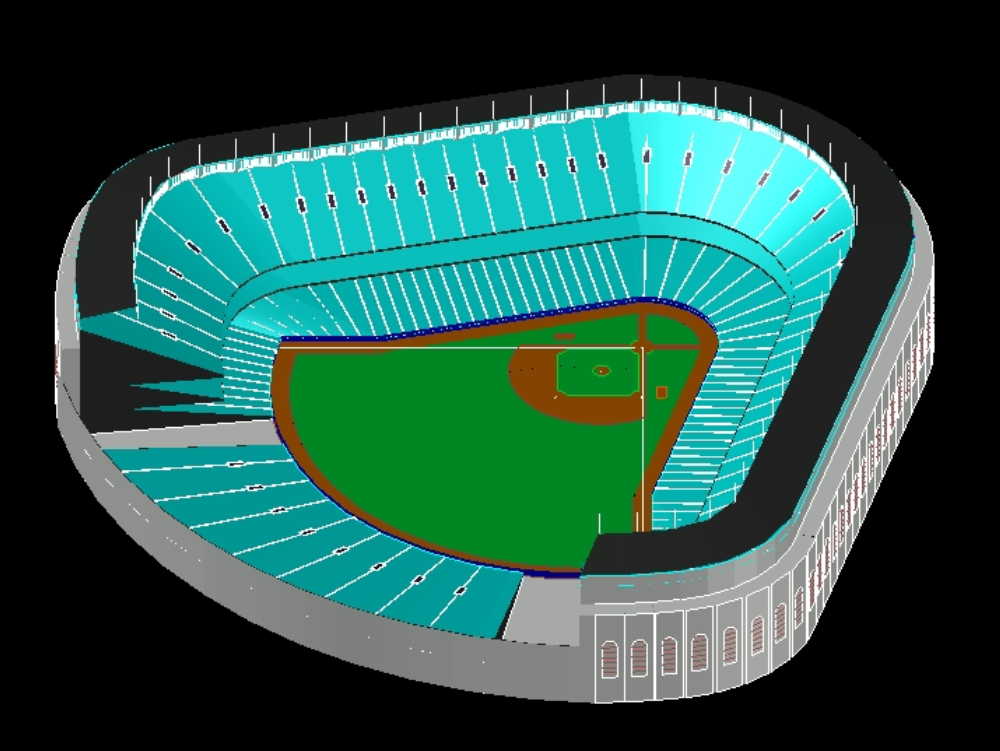 Estadio de beisbol en 3D.