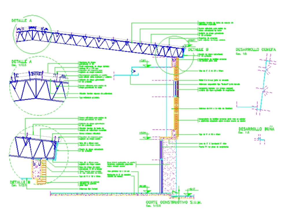 Constructive section floor -roof - Reticular structure