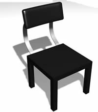 Stuhl mit schwarzem Leder