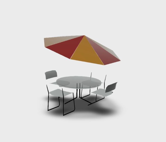 Tisch mit Regenschirm
