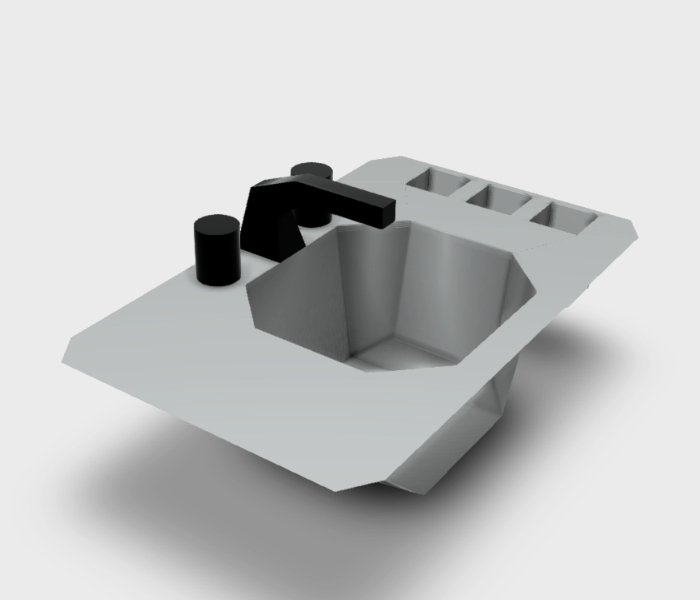 Kitchen sink with faucets in  3d