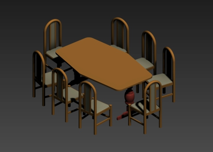 Dining room with 8 chairs 3d