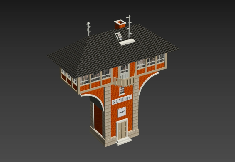 Control tower of rail road in 3D