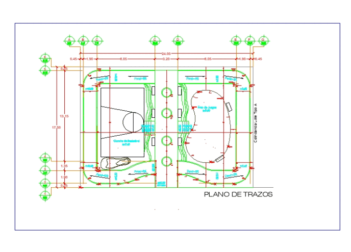 Parque de jogos e sala de eventos em AutoCAD, CAD (2.34 MB)