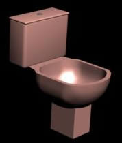 3d Toilette mit Materialien