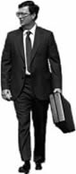 Man walking, with suit and brief case