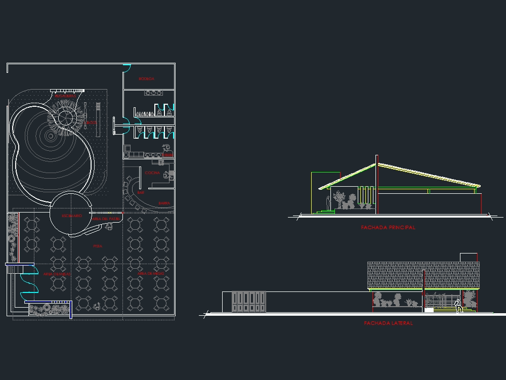 Salão de festas em AutoCAD, Baixar CAD Grátis (4.78 MB)