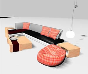 Ensemble de meubles de vie 3d