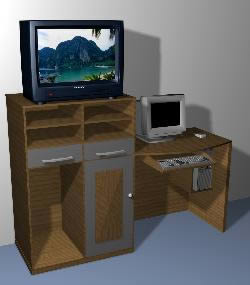 Mueble de computadora y tv 3d