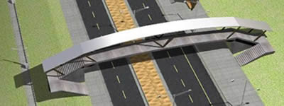 Peatonal bridge double way ,roadway ,urban banking