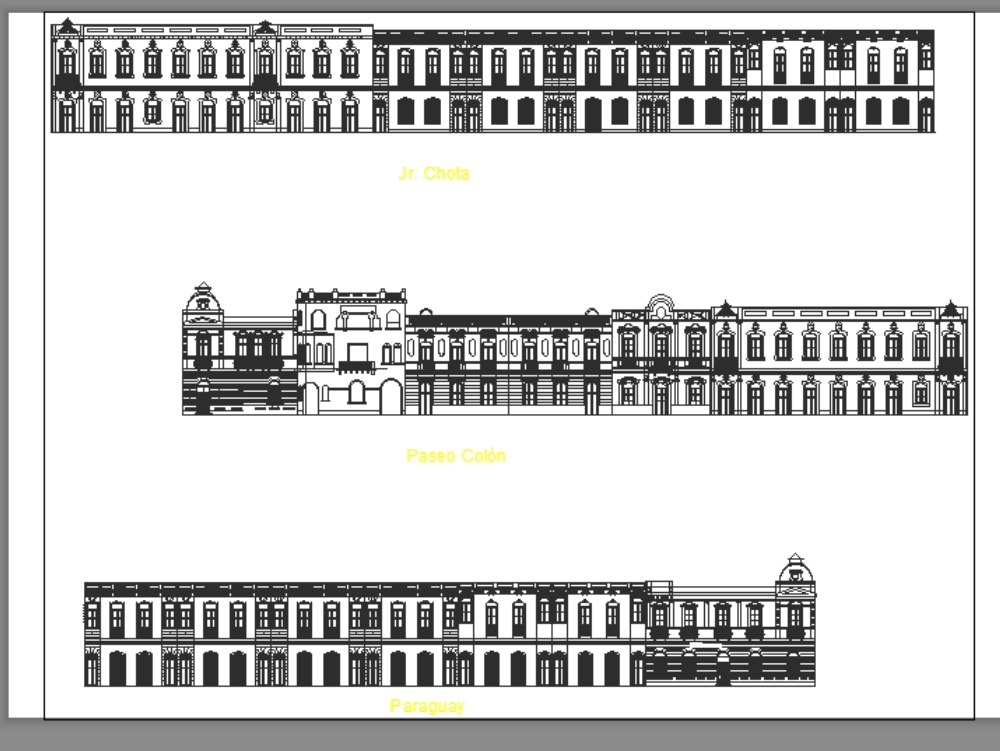 Elevations of the Plaza Bolognesi