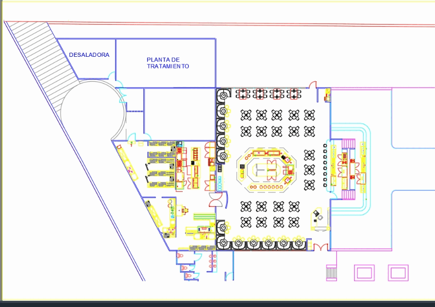 Restaurante-buffet en AutoCAD | Descargar CAD (789.21 KB) | Bibliocad