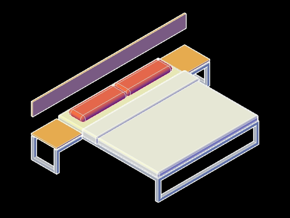 Two-seater bed in 3d.