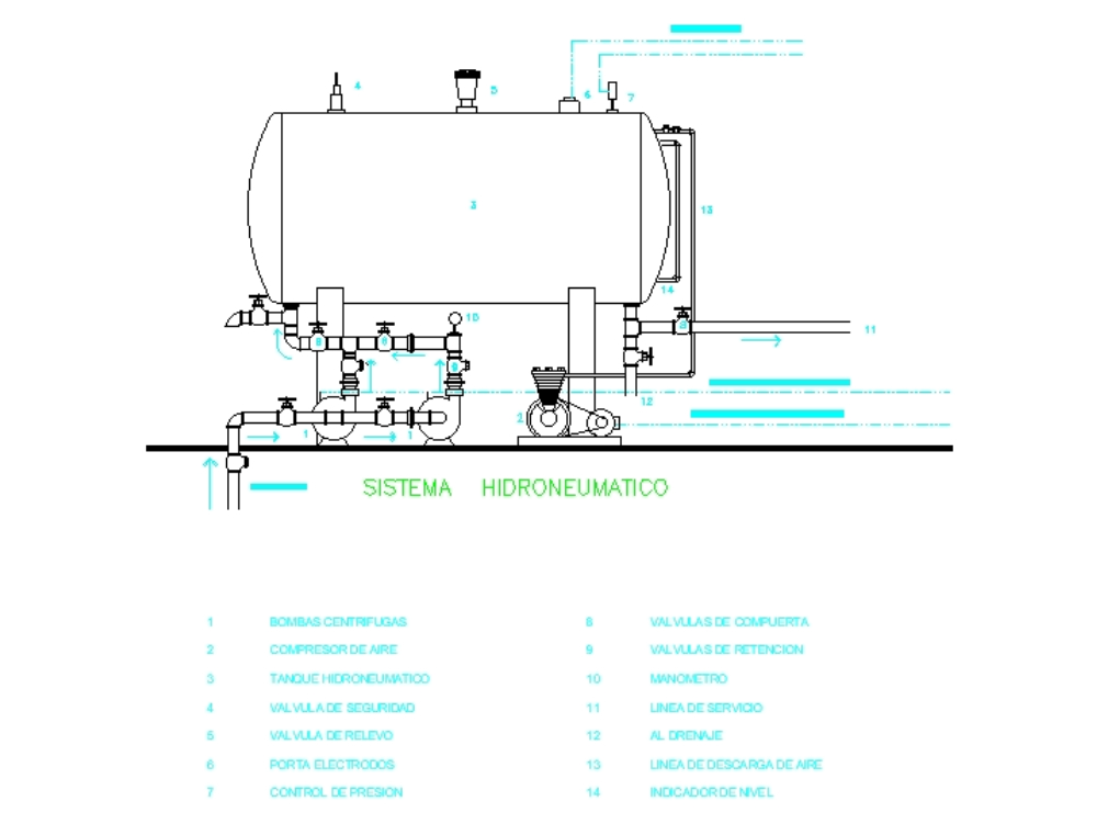 Parts for hydropneumatic tank.