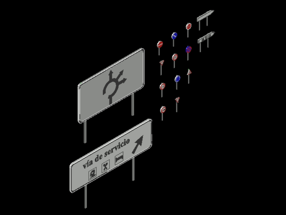 Panneaux de signalisation 3D.