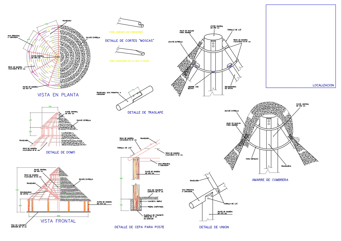 Detalle De Palapa En Autocad Descargar Cad 14201 Kb Bibliocad