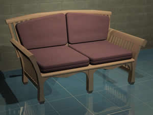 Sofa de dos plazas 3d