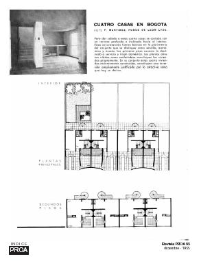 Revista Proa 95 - Proyecto de 4 casas en Bogotá - Diciembre de 1955