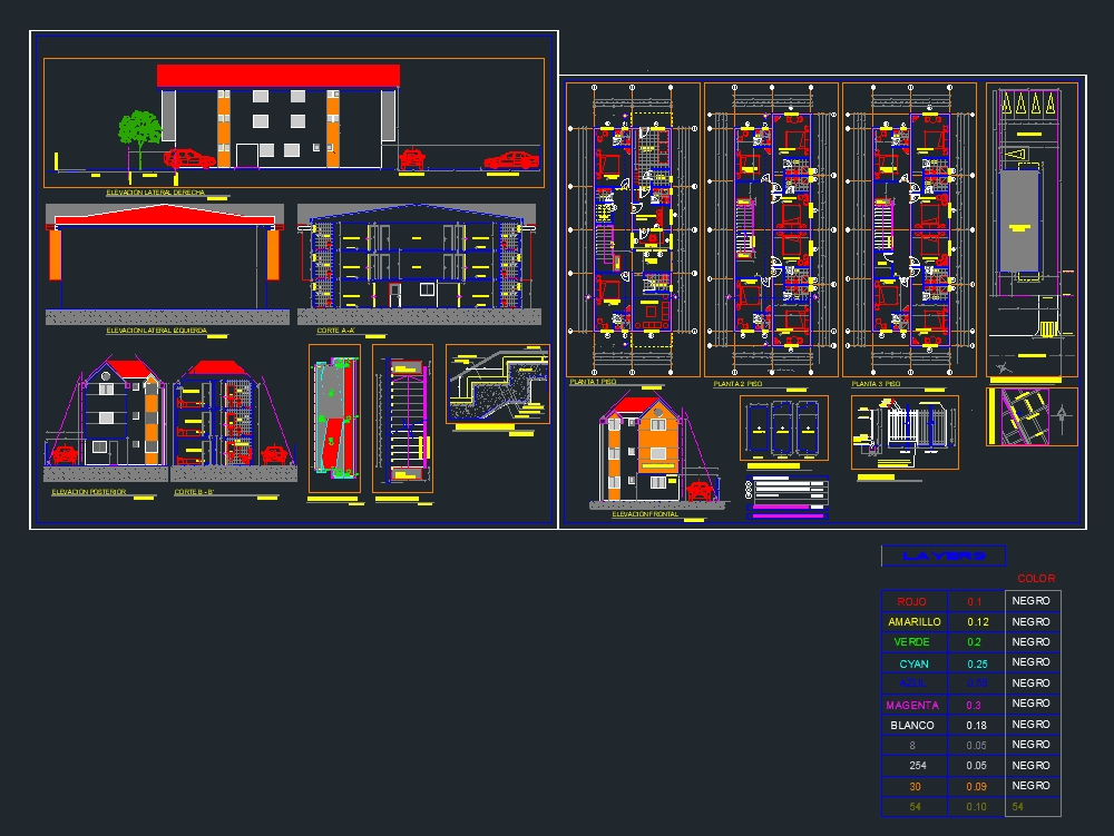 Motel en AutoCAD | Descargar CAD (631.03 KB) | Bibliocad