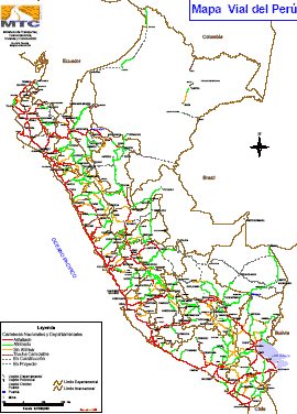 Road map of Perú