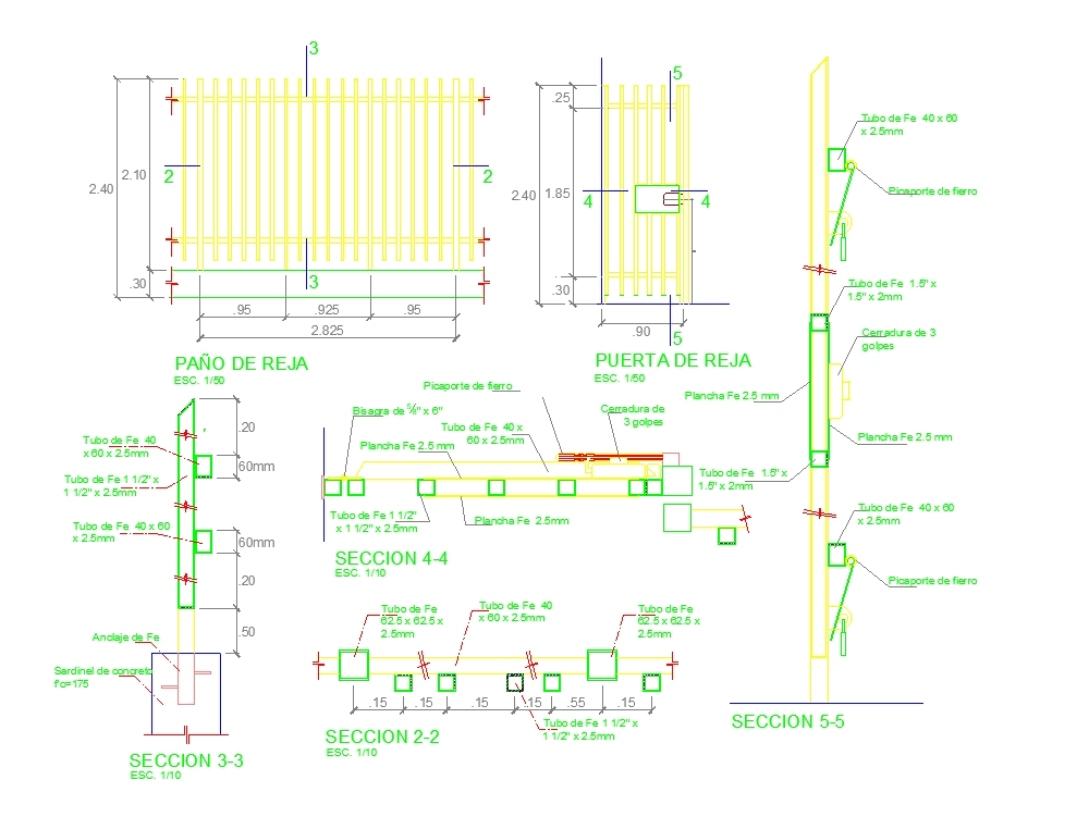 Detalles de reja metalica en AutoCAD | Descargar CAD gratis (33.77 KB