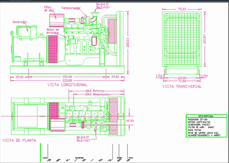 Electrical generator in AutoCAD | CAD download (131.59 KB) | Bibliocad