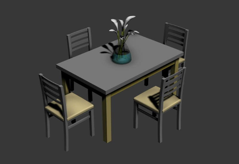 Table à manger 3D avec chaises