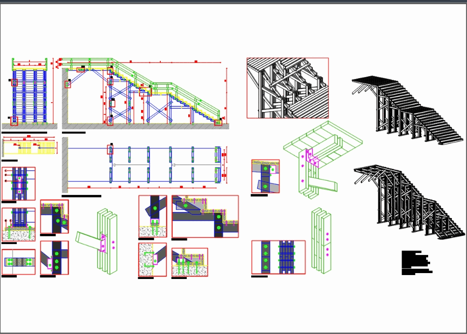 Escalera de madera en AutoCAD | Descargar CAD (364.58 KB) | Bibliocad