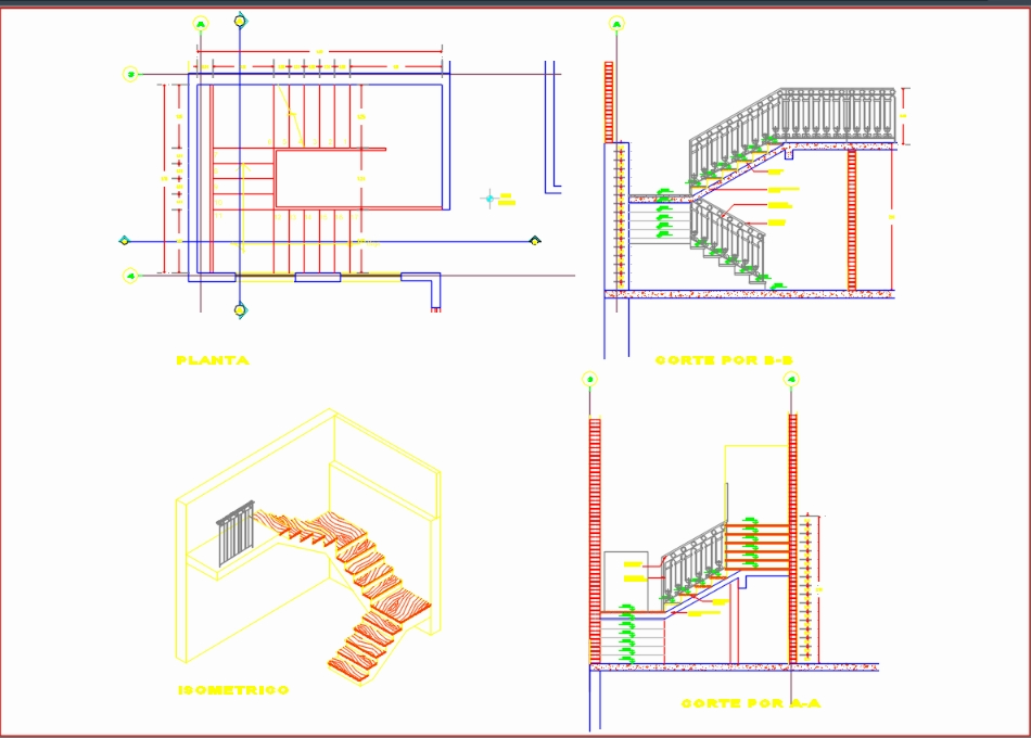 Escada em AutoCAD | Baixar CAD Grátis (101.76 KB) | Bibliocad