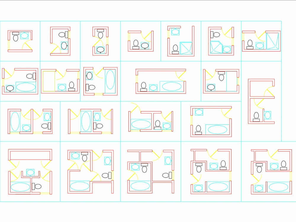 Bathroom blocks in AutoCAD | Download CAD free (37.95 KB) | Bibliocad