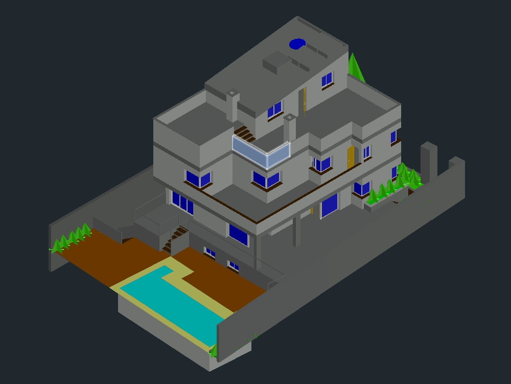 Villa with pool 3d