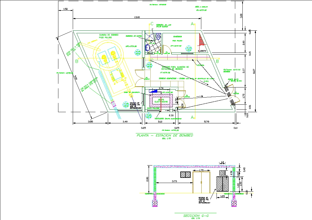 Pump station in AutoCAD | CAD download (69.27 KB) | Bibliocad