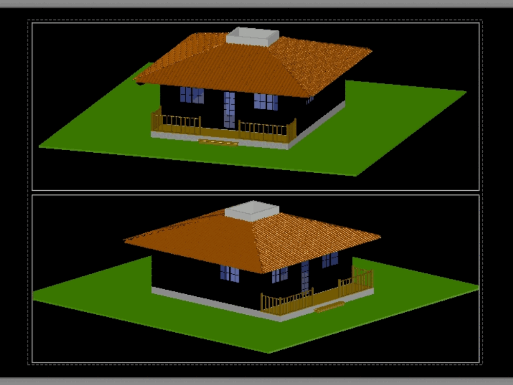 Cabaña - 3d en AutoCAD  Descargar CAD (6.57 MB)  Bibliocad