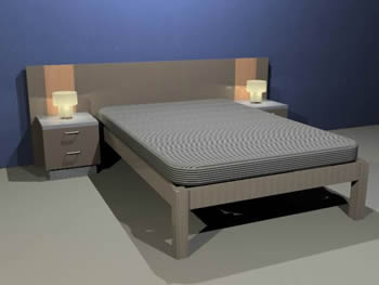Lit 3D 136 x 200cm avec tête de lit et tables de chevet