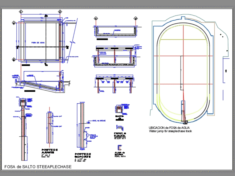 Water jump for steeplechase track in AutoCAD CAD download (112.44 KB