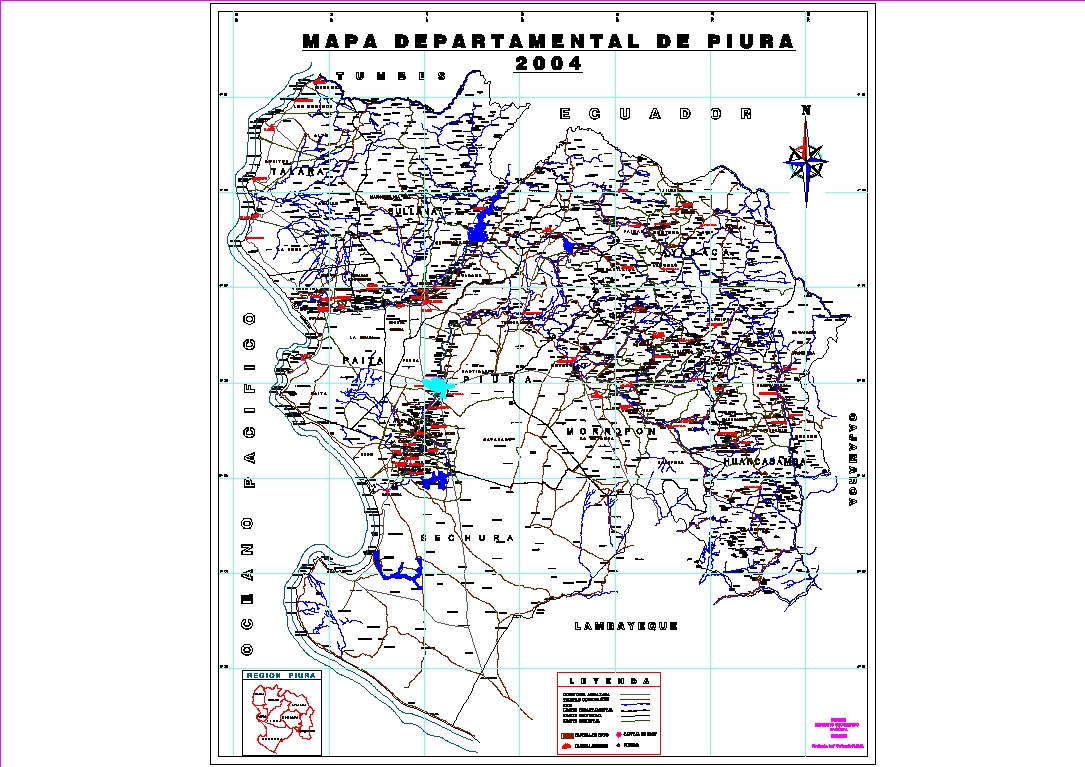 Departementskarte von Piura