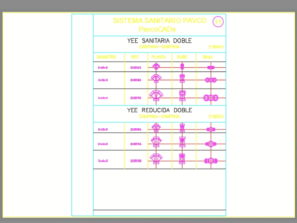 Yee - ventile rohre und teile in AutoCAD | CAD (40.21 KB) | Bibliocad