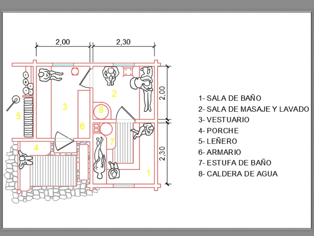 Exactamente repentinamente orquesta Sauna en AutoCAD | Descargar CAD gratis (210.38 KB) | Bibliocad