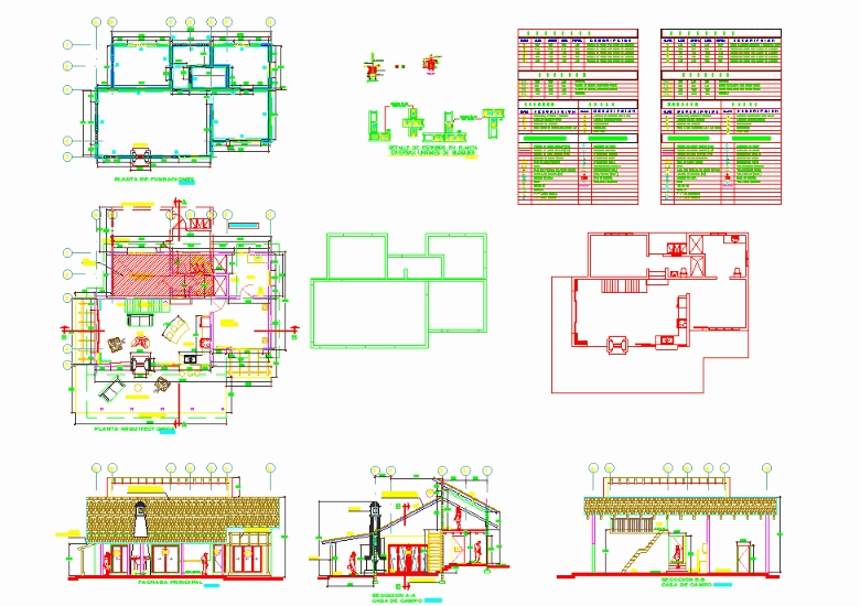 Casa de campo en AutoCAD | Descargar CAD gratis (501.41 KB) | Bibliocad