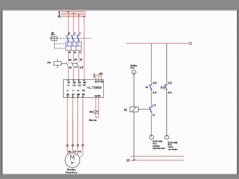 Control de motor de variador y plc en AutoCAD | CAD (17.33 ... industrial wiring schematics examples 
