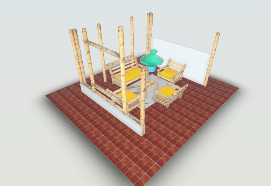 Wohnzimmer in 3D Guadua gesetzt