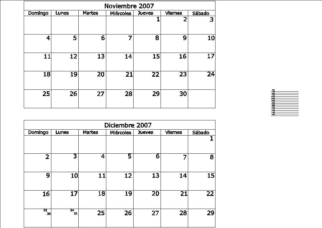Calendario Mensual Nov Dic 2007